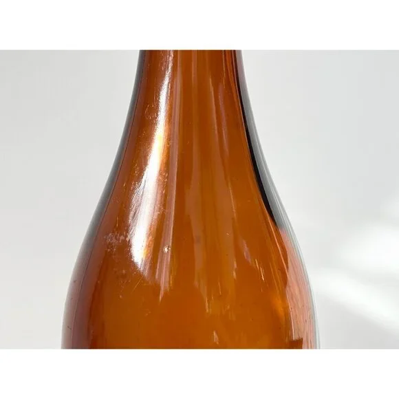 Antique Brown | Honey Gold Vintage German Made Glass Flip Top Bottle - Picture 4 of 10